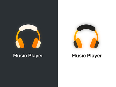 Music player icon - logo black dark graphic design graphics icon light logo logo design music music player player white yellow yellow gradient