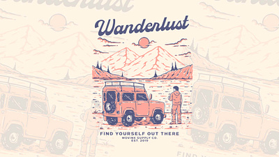Vintage Wanderlust Overland Enjoying Coffee T-Shirt Design design graphic design illustration logo mountain nature vector