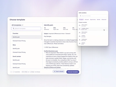 Content & variable picker refinement accessibility content content picker delight dialog refinement sales sales workflow shortcuts snippets templates ui ux improvements variable picker variables