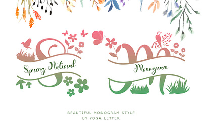 Spring Natural Monogram beautiful branding design font font design graphic design handwritten illustration logo monogram spring summer ui