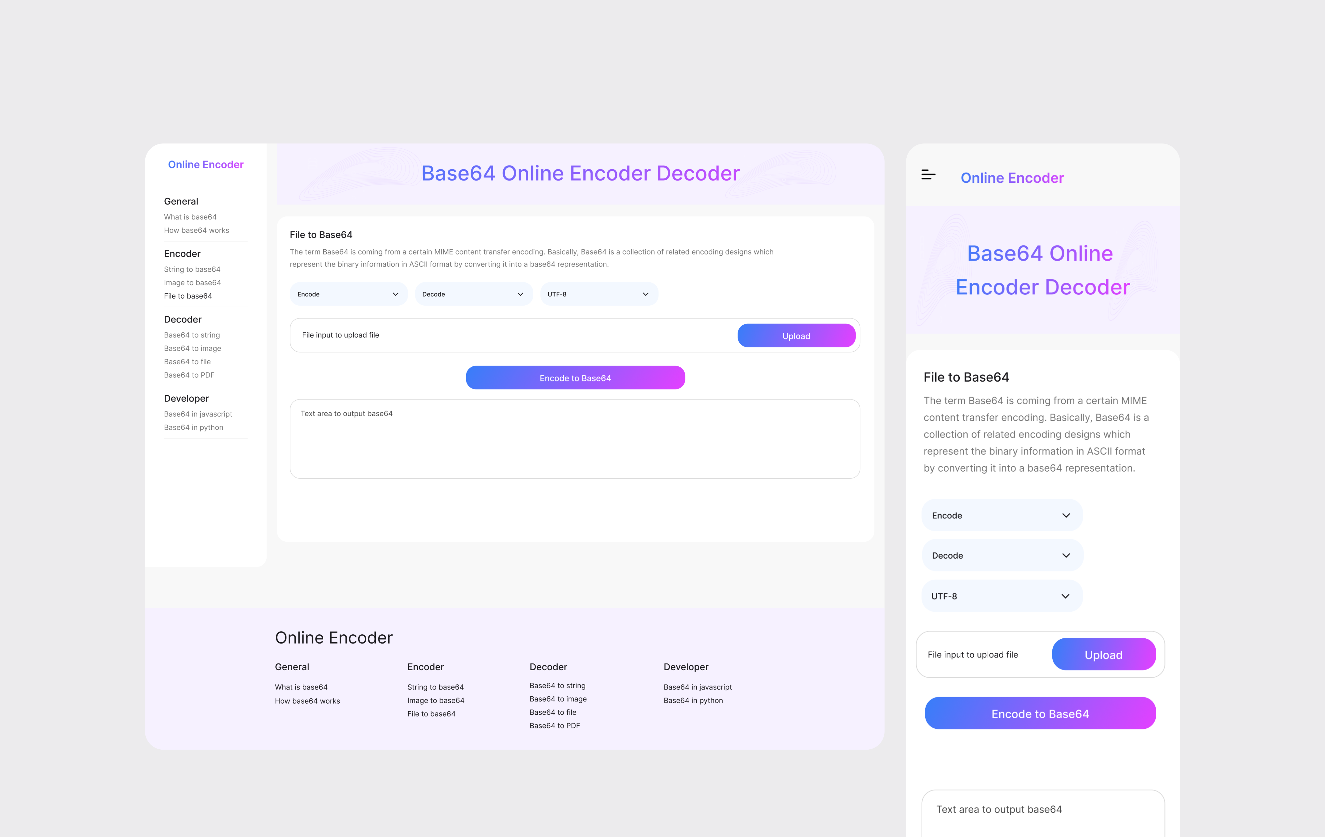 Online Encoder Decoder Webapp algorithmdecoding algorithmencoding app design app ui ux application design dataanalysis datadecoding dataencoding datamanagement datamanipulation dataprocessing datasecurity efficiencytools encoderdecoder onlinetool techsolutions ui ux design user interface user interface design webapp ui ux