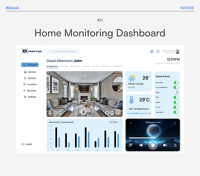 Home Monitoring Dashboard DailyUIChallenge#21 control figma homesystem house monitoring security smart home system ui uiux user interface website