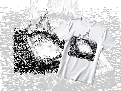 Burning Book artwork book burn dark darkillustration draw flame flamed gothic graphict desain illustration japanbooks tshirt desain