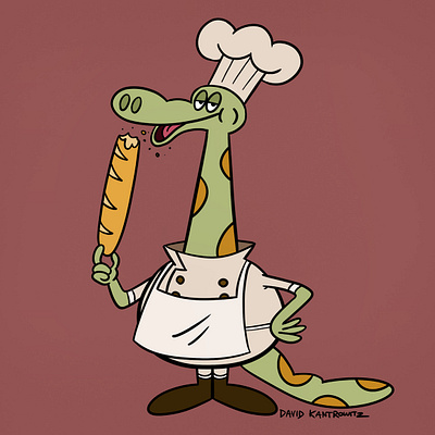 Brontosaurus Baker cartoon character design illustration