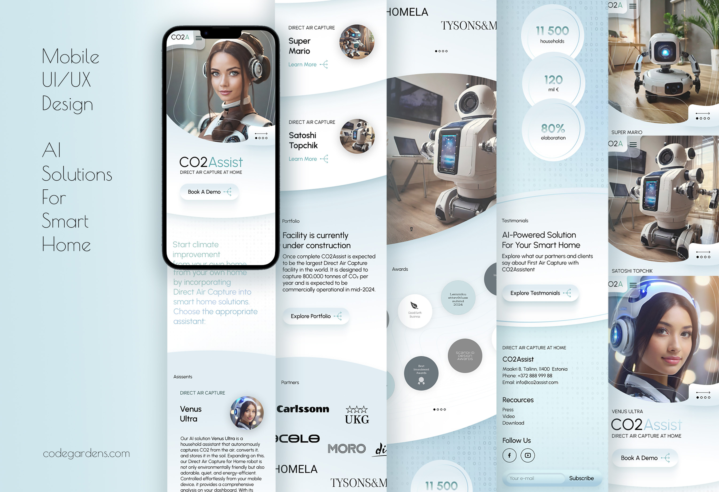 AI solutions for Smart Home, Direct Air Capture ai branding co2 graphic design green solution startup tech ui webdesign