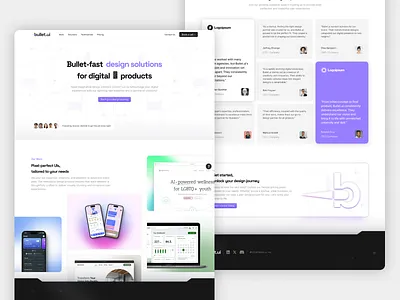 Design Agency Website - bullet.ui agency animation bento bento grid branding design figma graphic design illustration logo prototyping ui vector web website