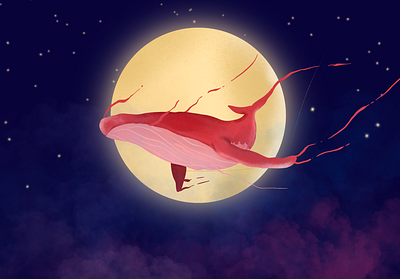 Space whale dream illustration procreate space surrealism whale