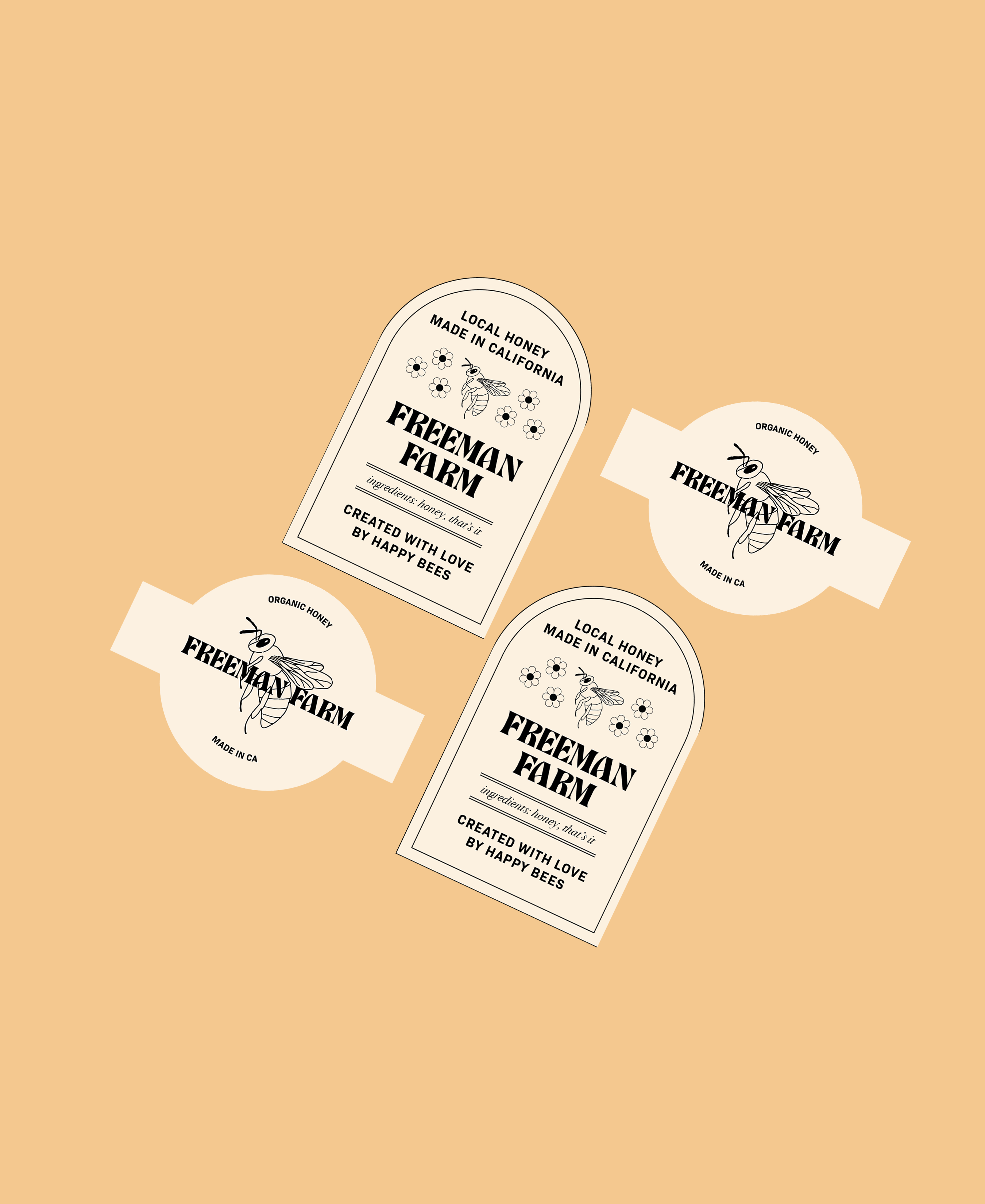 Label design for organic honey farm bee farm labels packaging