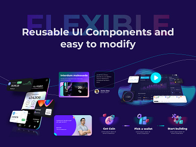 E-Wallet Components apps bitcoin crypto e wallet fintech gradient mobile payment phone react ui ui kit ux website