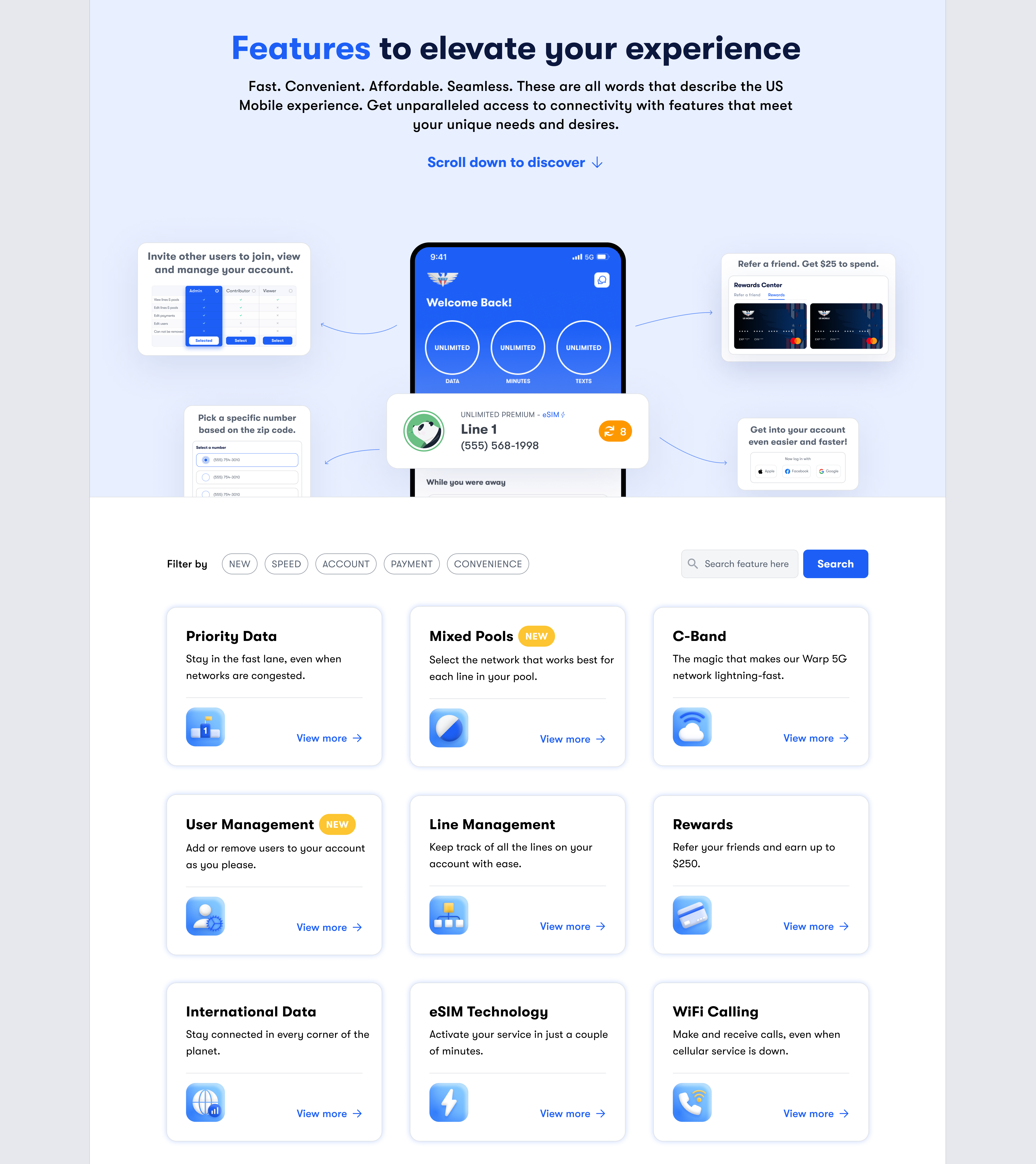 Features Category Section UI category features filter landing page popup uidesign uiux website