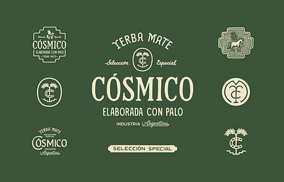 Cósmico Yerba Mate branding design graphic design illustration lettering lettering art logo