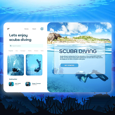Scuba Diving web design 3d branding graphic design logo ui