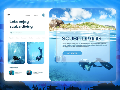 Scuba Diving web design 3d branding graphic design logo ui