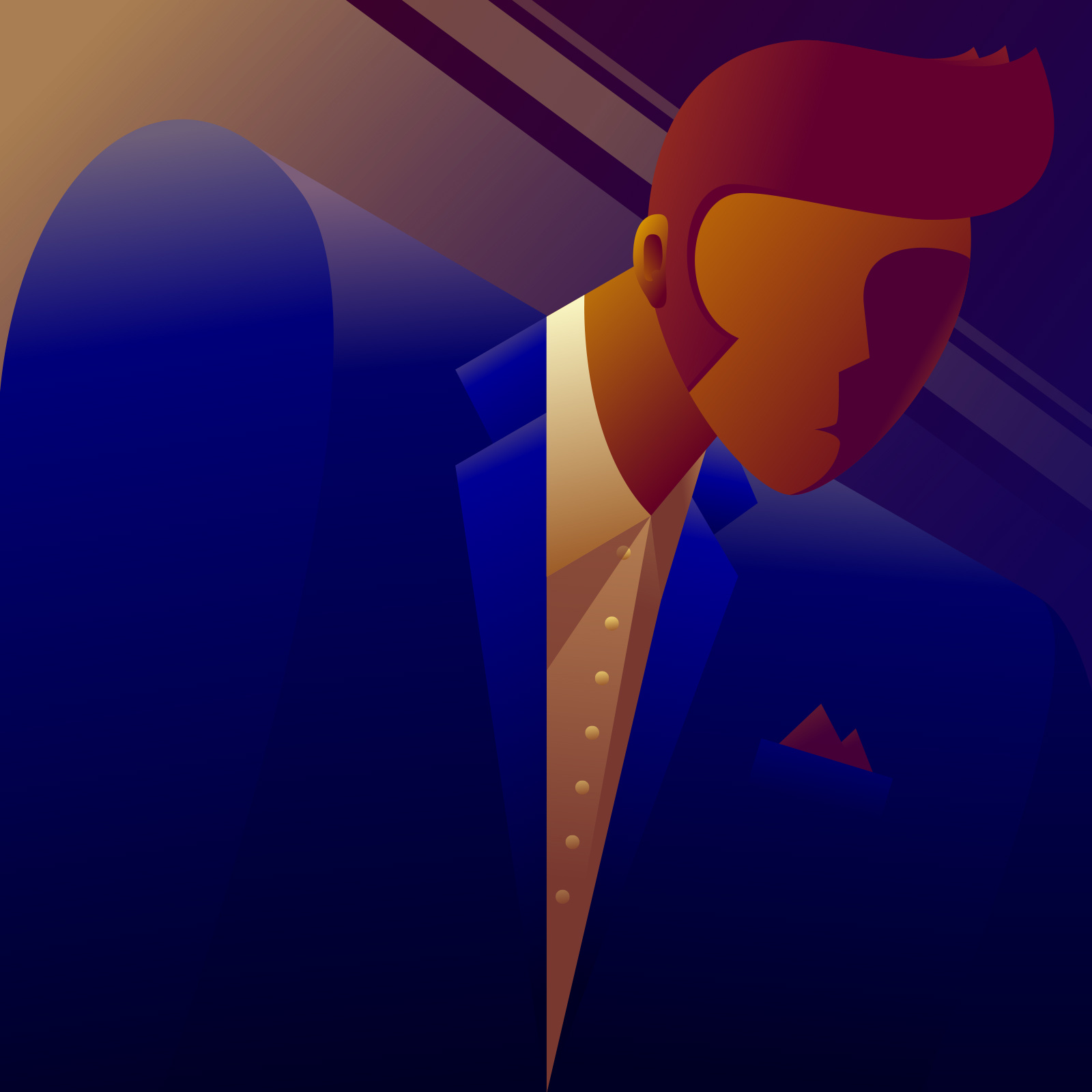 Retro man illustration gradient graphic design illustration illustrator light mafia man night retro suit