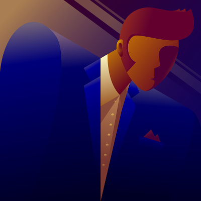 Retro man illustration gradient graphic design illustration illustrator light mafia man night retro suit