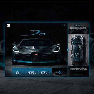 Bugatti Divo ui design 3d animation branding graphic design logo motion graphics ui