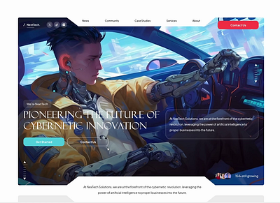 Modern Cybernetics Landing page design ai style animated artificial intelligence clean concept cyberpunk dashboard design framer game home page interface minimal modern landing page product ui web web3 website webdesign webflow