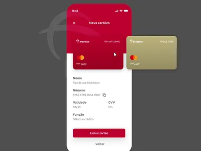 Bradesco app - Study acesso aplicativo de banco app banco bank bradesco bradesco app branding cartão de crédito design finance fintech home illustration layout login mobile moldal ui ux