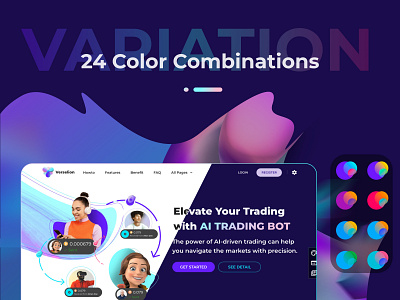 Dark and Light UI with Color Palette 3d apps character corporate dark mode design figma home page illustration landing page palette ui