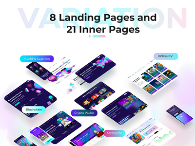 AI and NFT Landing Page Sections ai artificial components dark ui figma gallerry html landing page metaverse react showcase ui