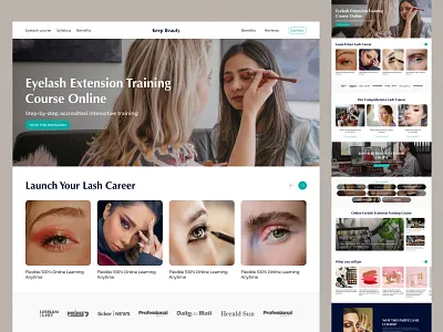 Keep Beauty 🪞 | Online Makeup Training Website beauty beauty salon body cosmetic dribbble shot eye figma flat design lipstick makeup online self care shop shopping skincare template training uiux website women