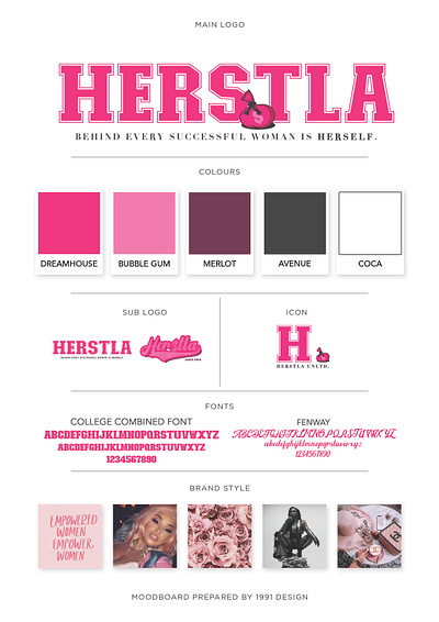 Brand Sheet: Herstla barbie branding design graphic design