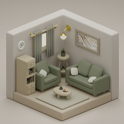 Smooth living room 3d