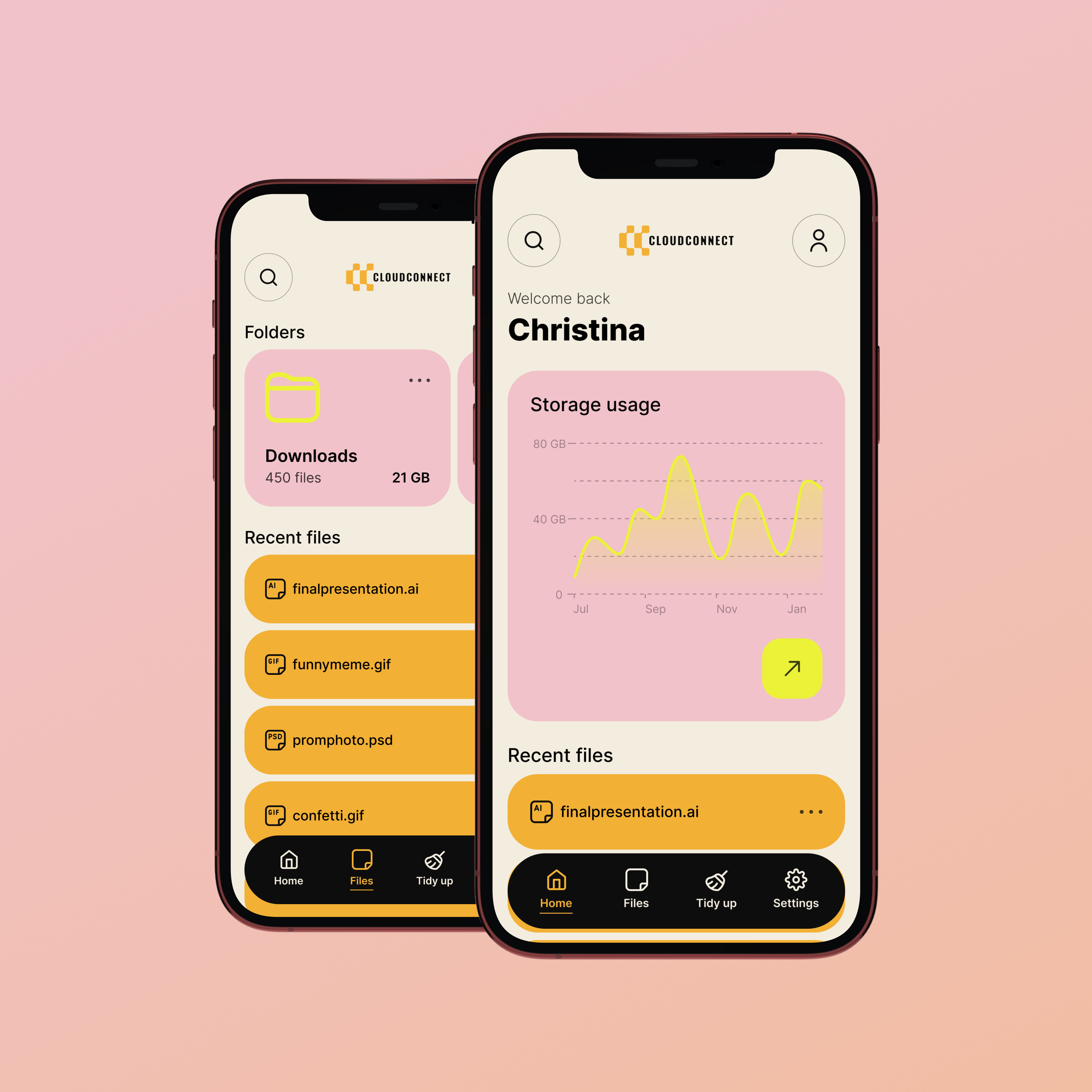 Cloud Storage App - Cloud Connect :) app application cloud connect crazyguycolors crunk hireme iwonderhowhepulledthisoff mobile playful storage ui ux