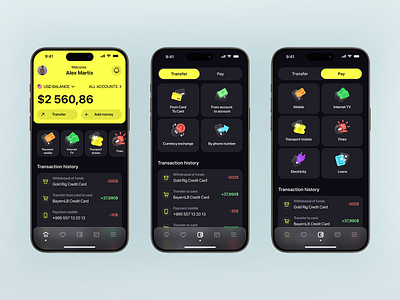 Banking app, finance bank bank account bank app banking app branding crypto cryptocurrency exchange finance glassmorphism icons money pay bill transfer money ui ux wallet