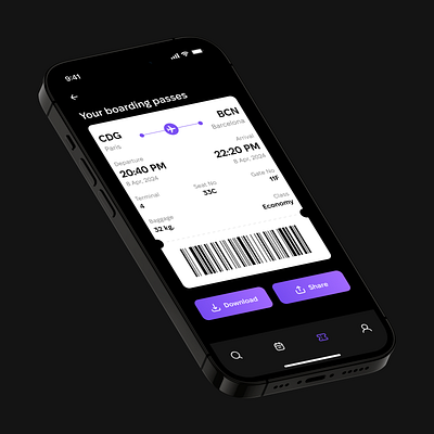 Application for purchasing air tickets. air tickets app boarding pass mobile tickets ui ux