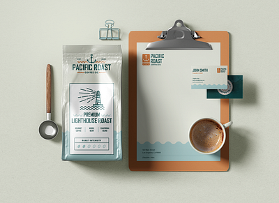Pacific Roast - Stationary branding graphic design logo stationary