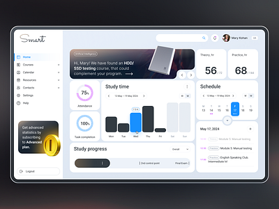 Smart - the Study Dashboard app chart clean dashboard dashboard app dashboard ui design education graphic design interface minimalist saas ui ui ux ux web app