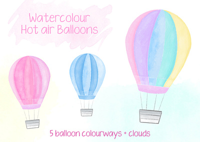 Watercolour Hot air Balloons childrens decor hot air balloons nursery decor nursery prints watercolour hot air balloons
