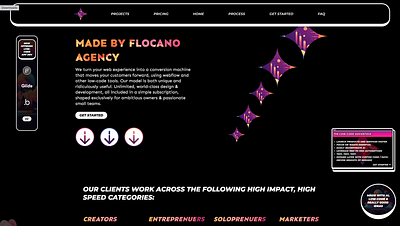 Flocano Agency Hero Section animation branding graphic design macaskill motion graphics ui