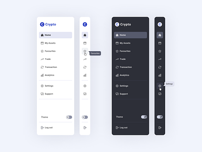 Collapsible Side Menu and Tooltip Design app collapsible crypto dashboard design fintech menu saas tooltip ui ux web