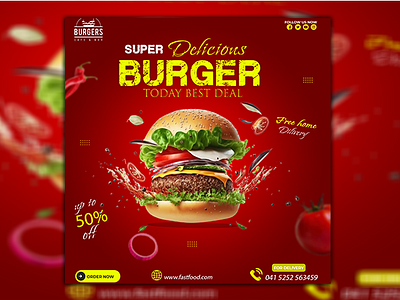 I will create social media post, food poster and food banner bifold brochure book cover branding kit business card business flyer event flyer fast food post design food flyer food truck menu rest restaurants menu trifold brochure visiting card