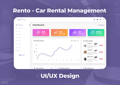 Rento - Car Rental Management car management dashboard car rental management dashboard design ui design uiux design ux design web application web design