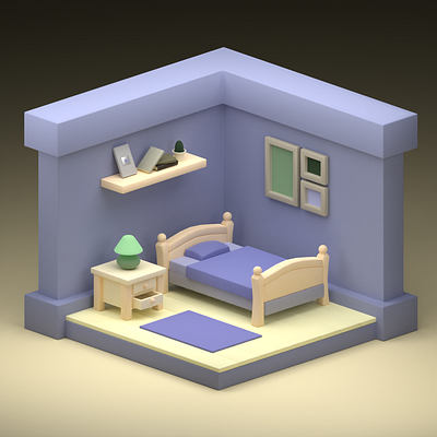 Isometric bedroom 3d