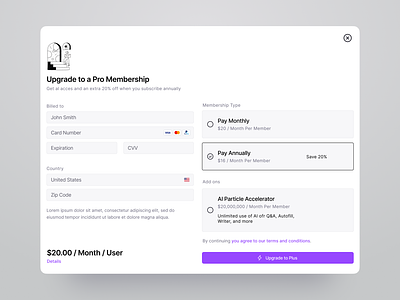 Subscription Paywall Modal admin app b2b clean dashboard enterprise inter interaction modal modern payment paywall processing product design saas subscription ui ui kit ux web app
