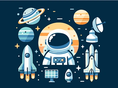 Astronaut Space Planets Cartoon Elements Illustration astronaut cartoon clipart element galaxy human illustration job nasa planet rocket space spacecraft spaceflight star vector