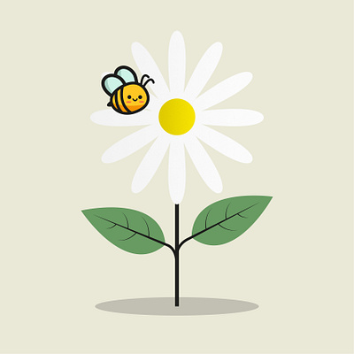 Flower and a bee bee cute design flower graphic design illustration vector white flower