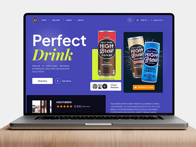 High Brew Header Exploration amazon drink ecommerce elementor header landing online page shop shopify template theme ui webflow website wordpress