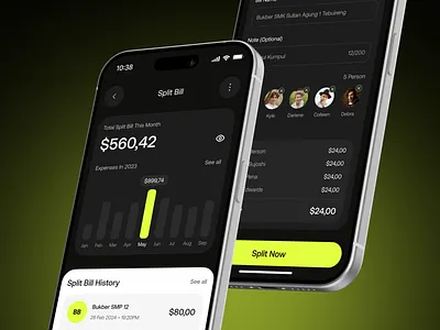 Split Bill on Mobile Banking App app app design banking app dark mode dark theme digital banking fintech mobile app mobile banking money money app money management product design split bill transaction transfer transfer app ui ui design uiux