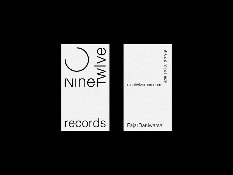 NineTwlve Records: Business Card branding graphic design logo ui