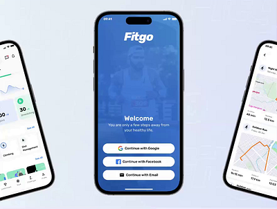 FitGo - Mockup Version Animation Design animation bike categories challenge chart fitness gym health home interaction mobile app onboarding personal app profile running sports statistics tracker uiux workout