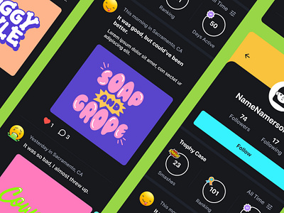 SMASH App app app design dark mode feed interface layout mobile mobile app profile social app ui uiux ux uxui