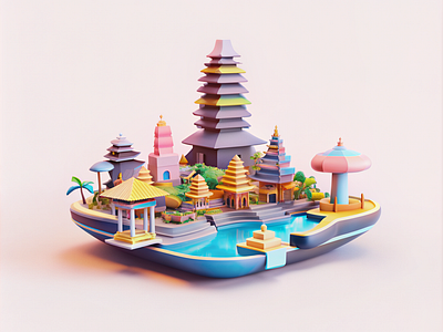 Bali, Indonesia 3d design graphic design illustration