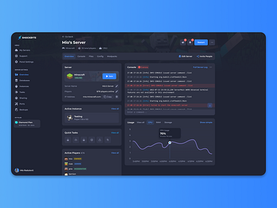 Shockbyte - Game Server Hosting Panel console control panel dashboard figma games gaming hosting instances minecraft server ui usage