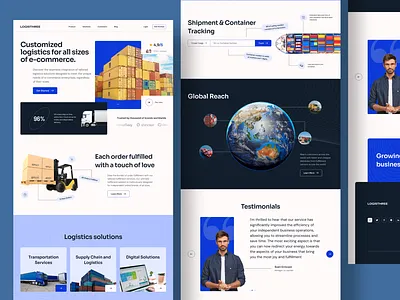 Logisthree - Logistic Landing Page cargo expedition logistic company logistic website minimalist shipment shipping transportation ui design web web design website