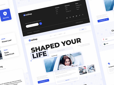 OneStep - Electric Vehicle Landing Page Website clean design electric vehicle electric vehicle app electric vehicle application figma graphic design home page interface design landing page ui uiux user experience user interface ux web web application webapp webdesign website website design
